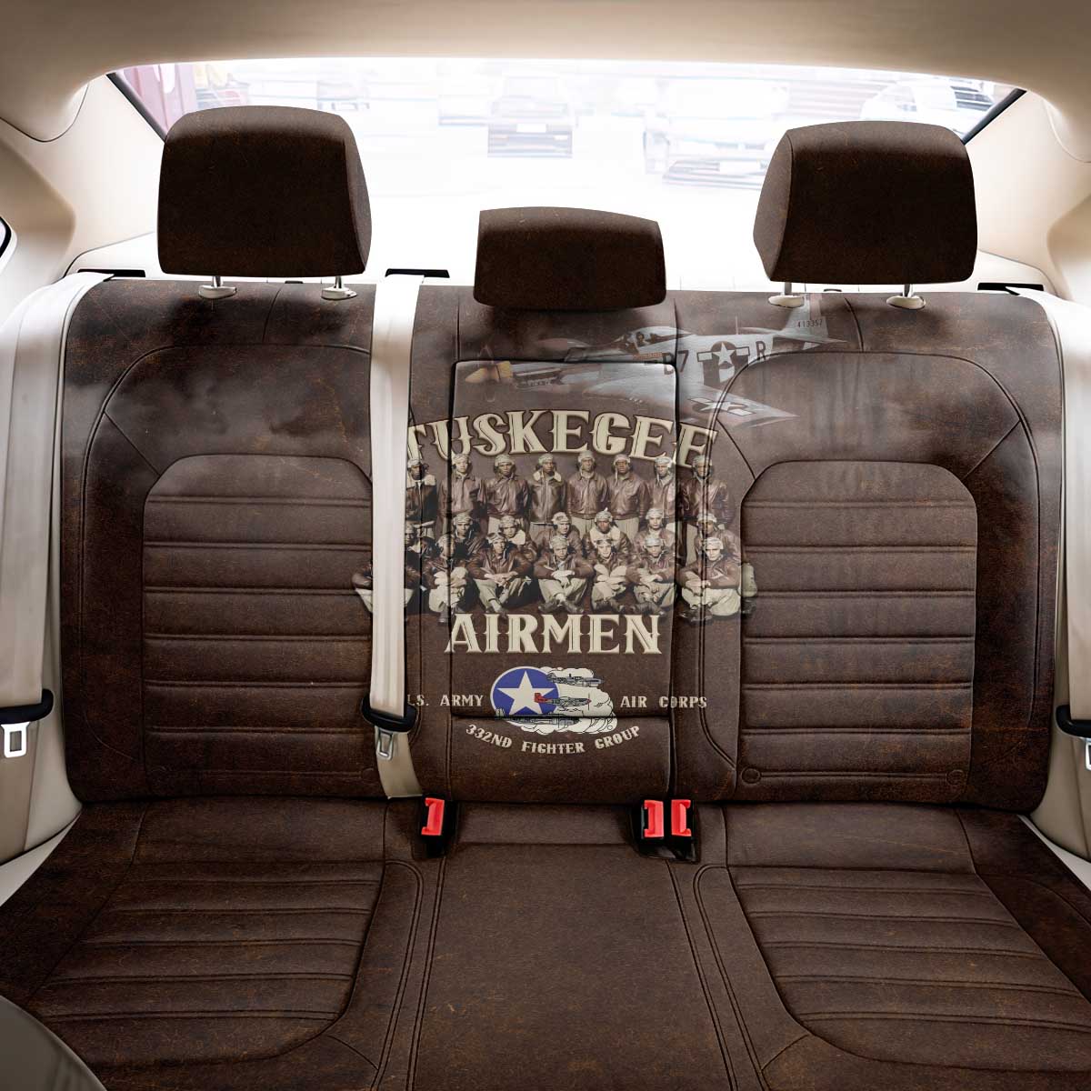 Remembering Tuskegee Airmen Back Car Seat Cover Heroes of the 332nd Squadron Retro Style - Wonder Print Shop