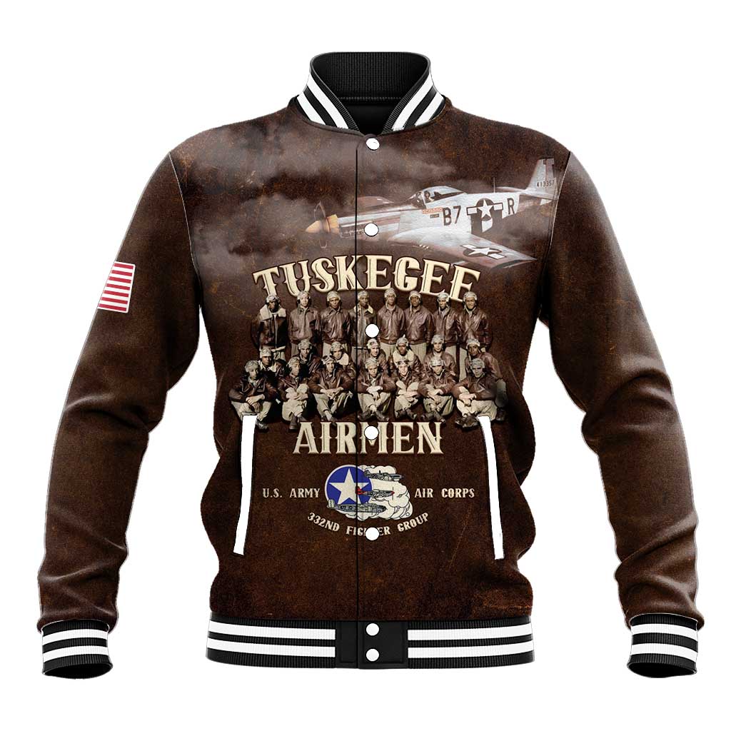 Remembering Tuskegee Airmen Baseball Jacket Heroes of the 332nd Squadron Retro Style - Wonder Print Shop