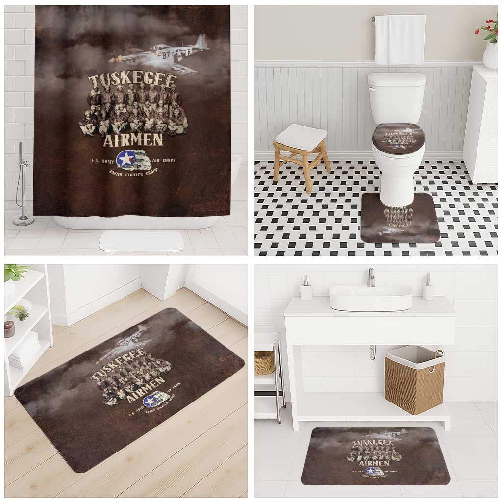 Remembering Tuskegee Airmen Bathroom Set Heroes of the 332nd Squadron Retro Style - Wonder Print Shop