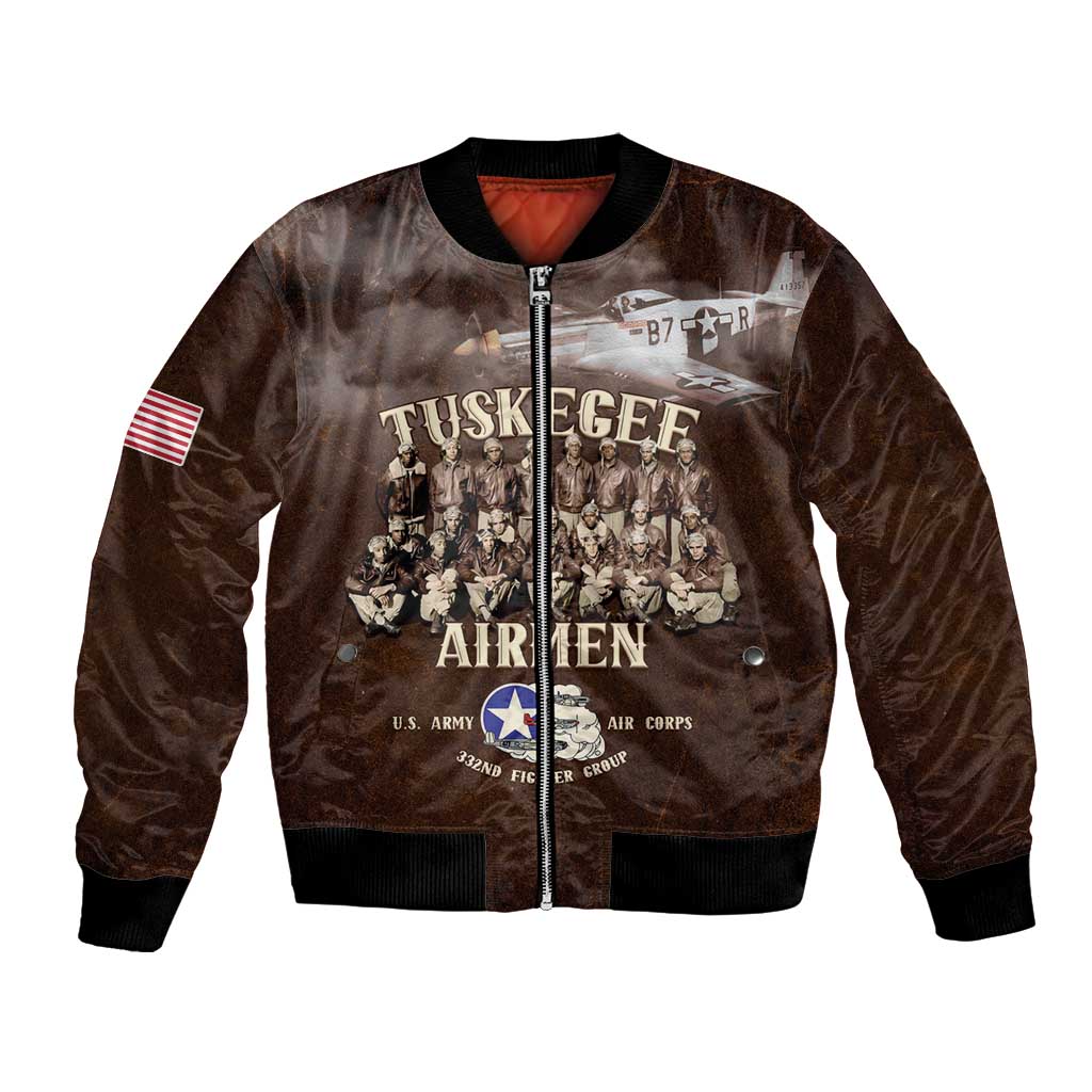 Remembering Tuskegee Airmen Bomber Jacket Heroes of the 332nd Squadron Retro Style - Wonder Print Shop