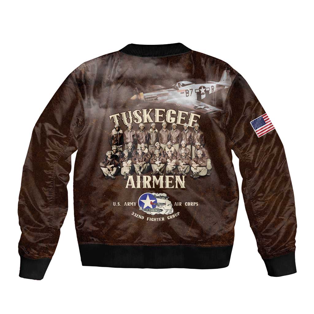 Remembering Tuskegee Airmen Bomber Jacket Heroes of the 332nd Squadron Retro Style - Wonder Print Shop