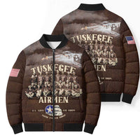 Remembering Tuskegee Airmen Bomber Puffer Jacket Heroes of the 332nd Squadron Retro Style - Wonder Print Shop