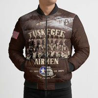 Remembering Tuskegee Airmen Bomber Puffer Jacket Heroes of the 332nd Squadron Retro Style - Wonder Print Shop