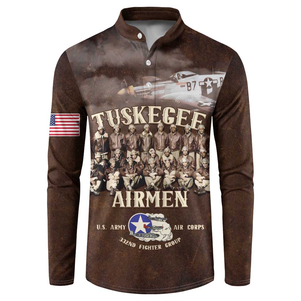 Remembering Tuskegee Airmen Button Sweatshirt Heroes of the 332nd Squadron Retro Style - Wonder Print Shop