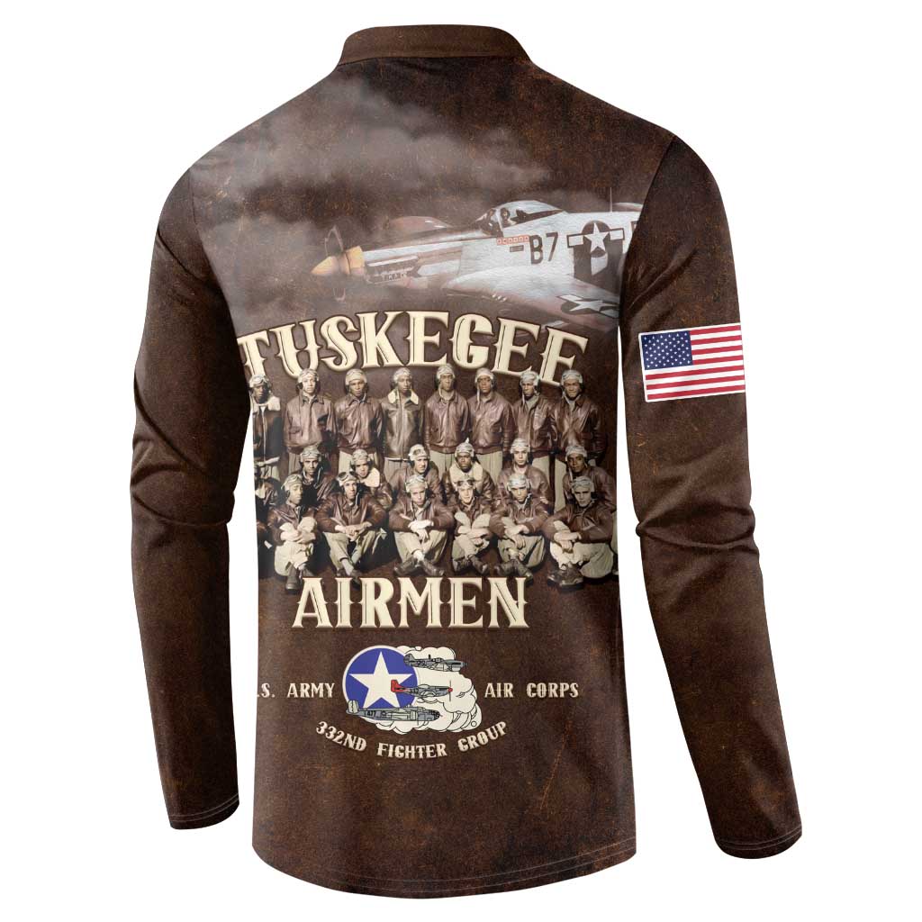 Remembering Tuskegee Airmen Button Sweatshirt Heroes of the 332nd Squadron Retro Style - Wonder Print Shop