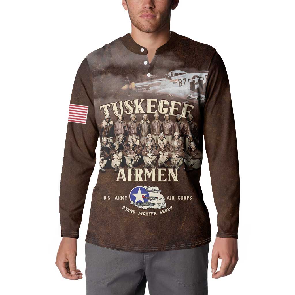 Remembering Tuskegee Airmen Button Sweatshirt Heroes of the 332nd Squadron Retro Style - Wonder Print Shop