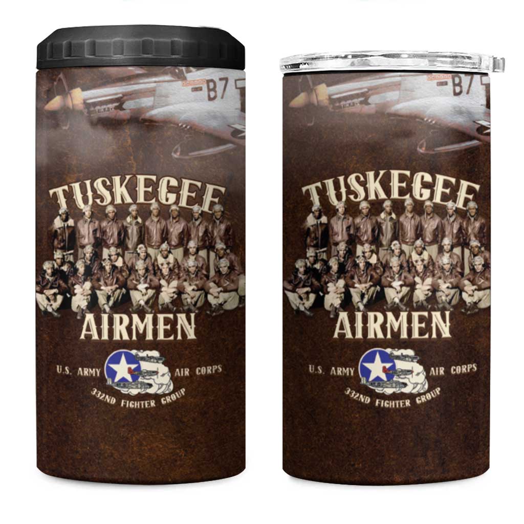 Remembering Tuskegee Airmen 4 in 1 Can Cooler Tumbler Heroes of the 332nd Squadron Retro Style - Wonder Print Shop