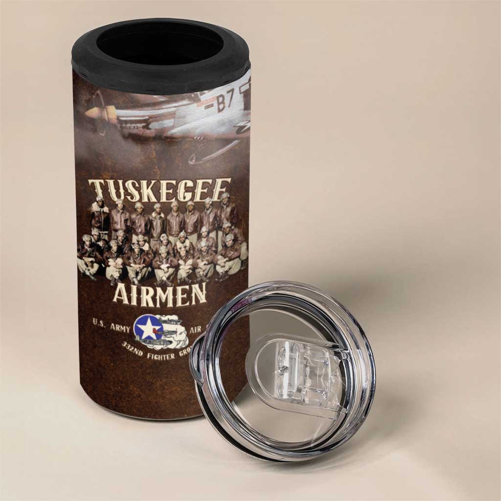 Remembering Tuskegee Airmen 4 in 1 Can Cooler Tumbler Heroes of the 332nd Squadron Retro Style - Wonder Print Shop