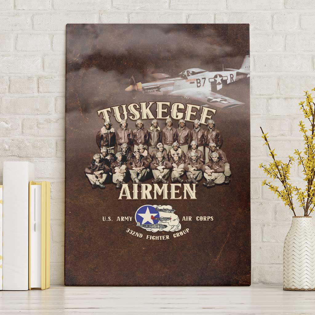 Remembering Tuskegee Airmen Canvas Wall Art Heroes of the 332nd Squadron Retro Style - Wonder Print Shop