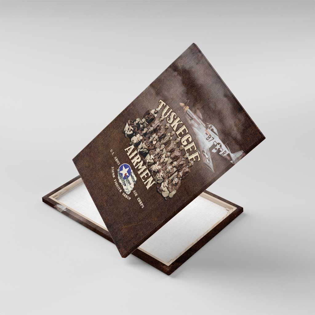 Remembering Tuskegee Airmen Canvas Wall Art Heroes of the 332nd Squadron Retro Style - Wonder Print Shop