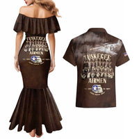 Remembering Tuskegee Airmen Couples Matching Mermaid Dress and Hawaiian Shirt Heroes of the 332nd Squadron Retro Style - Wonder Print Shop