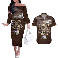 Remembering Tuskegee Airmen Couples Matching Off The Shoulder Long Sleeve Dress and Hawaiian Shirt Heroes of the 332nd Squadron Retro Style - Wonder Print Shop
