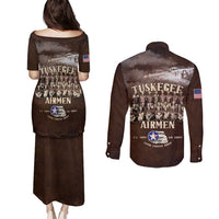 Remembering Tuskegee Airmen Couples Matching Puletasi and Long Sleeve Button Shirt Heroes of the 332nd Squadron Retro Style - Wonder Print Shop