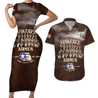 Remembering Tuskegee Airmen Couples Matching Short Sleeve Bodycon Dress and Hawaiian Shirt Heroes of the 332nd Squadron Retro Style - Wonder Print Shop