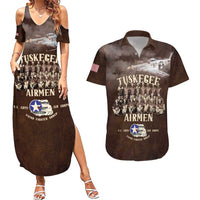 Remembering Tuskegee Airmen Couples Matching Summer Maxi Dress and Hawaiian Shirt Heroes of the 332nd Squadron Retro Style - Wonder Print Shop