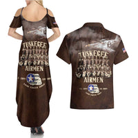 Remembering Tuskegee Airmen Couples Matching Summer Maxi Dress and Hawaiian Shirt Heroes of the 332nd Squadron Retro Style - Wonder Print Shop