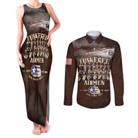 Remembering Tuskegee Airmen Couples Matching Tank Maxi Dress and Long Sleeve Button Shirt Heroes of the 332nd Squadron Retro Style - Wonder Print Shop