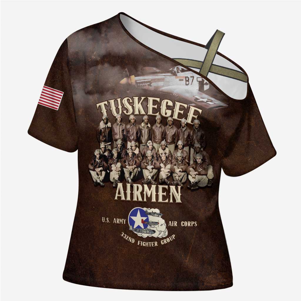 Remembering Tuskegee Airmen Cross Shoulder Shirt Heroes of the 332nd Squadron Retro Style - Wonder Print Shop