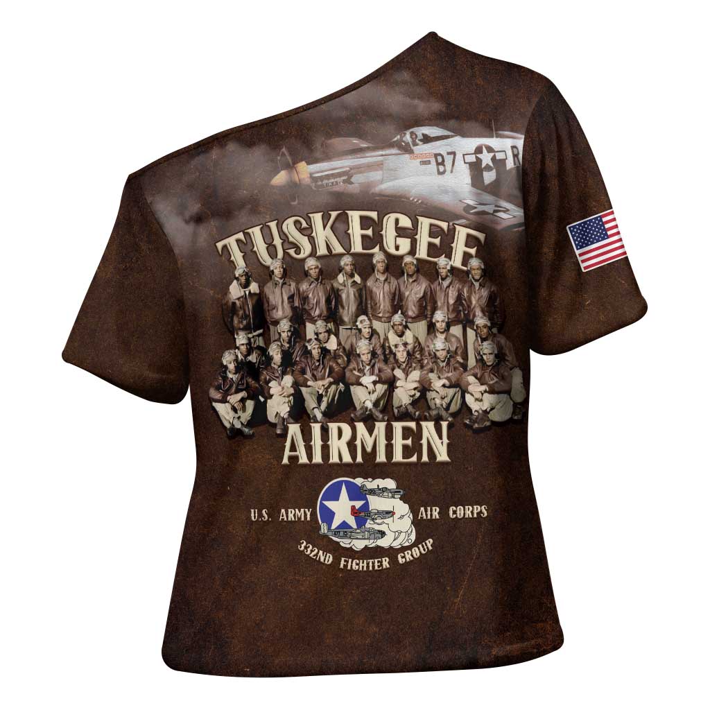 Remembering Tuskegee Airmen Cross Shoulder Shirt Heroes of the 332nd Squadron Retro Style - Wonder Print Shop
