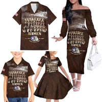 Remembering Tuskegee Airmen Family Matching Off The Shoulder Long Sleeve Dress and Hawaiian Shirt Heroes of the 332nd Squadron Retro Style - Wonder Print Shop