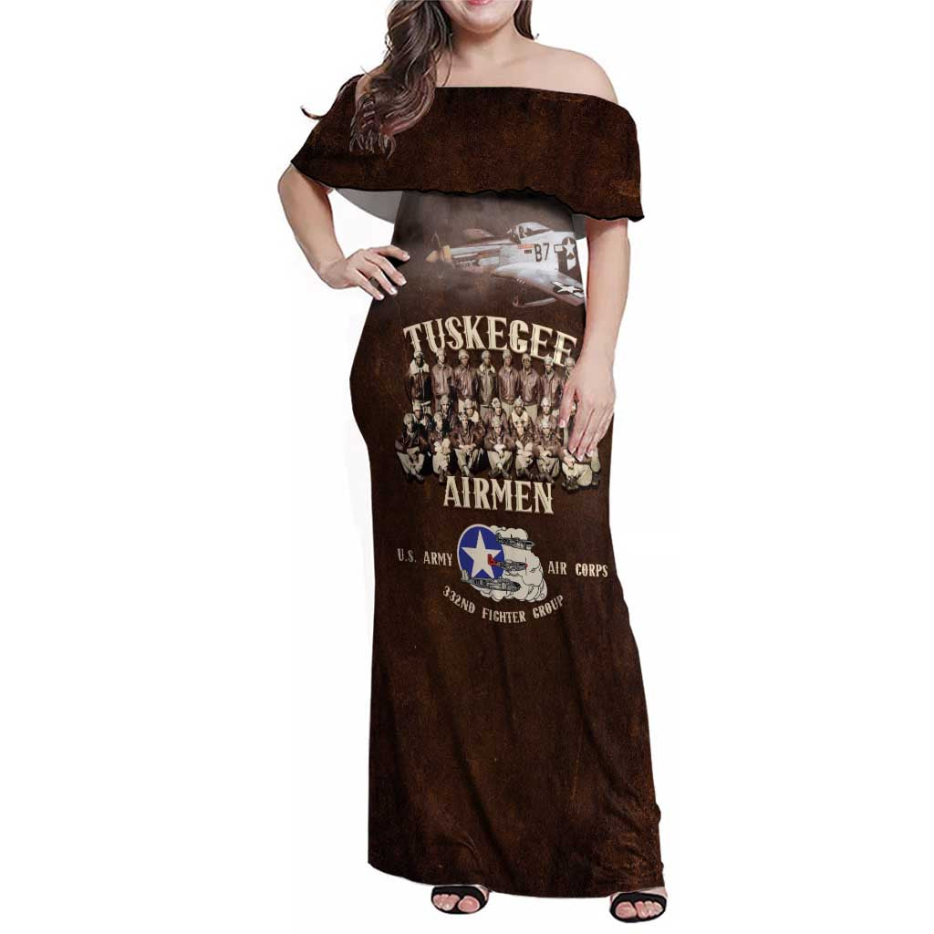 Remembering Tuskegee Airmen Family Matching Off Shoulder Maxi Dress and Hawaiian Shirt Heroes of the 332nd Squadron Retro Style - Wonder Print Shop
