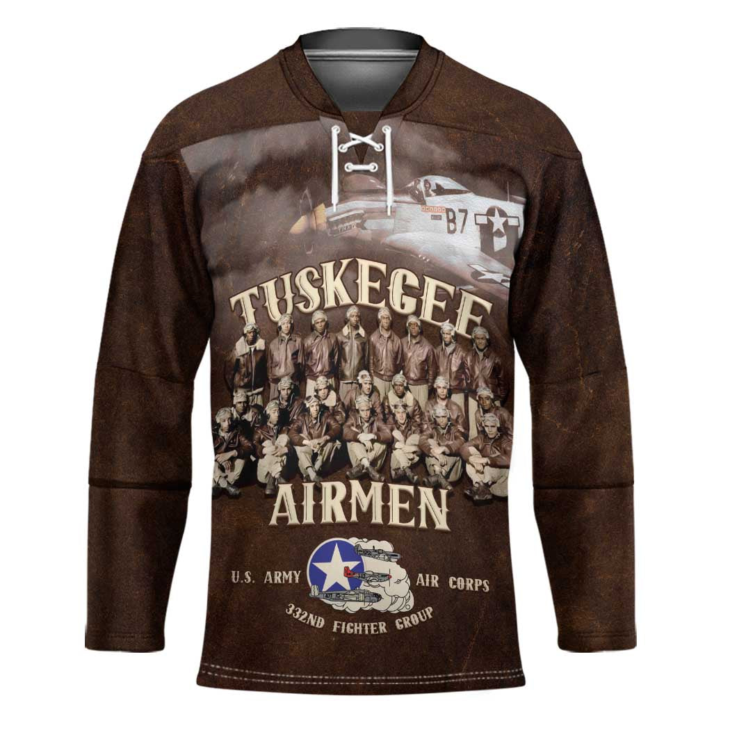 Remembering Tuskegee Airmen Hockey Jersey Heroes of the 332nd Squadron Retro Style - Wonder Print Shop