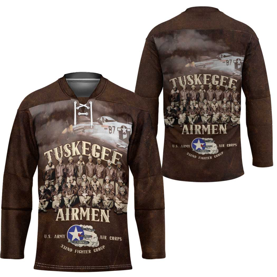 Remembering Tuskegee Airmen Hockey Jersey Heroes of the 332nd Squadron Retro Style - Wonder Print Shop