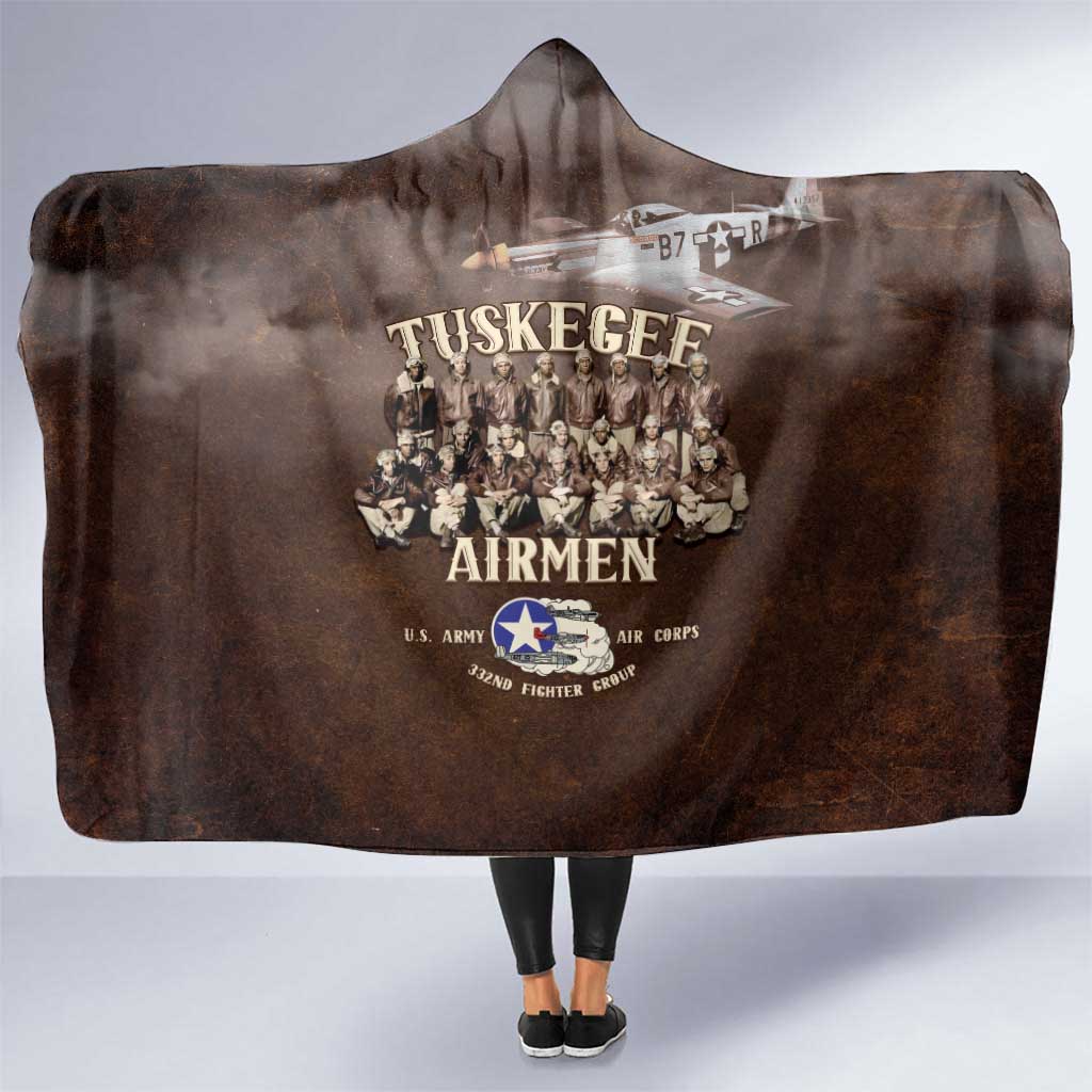 Remembering Tuskegee Airmen Hooded Blanket Heroes of the 332nd Squadron Retro Style - Wonder Print Shop