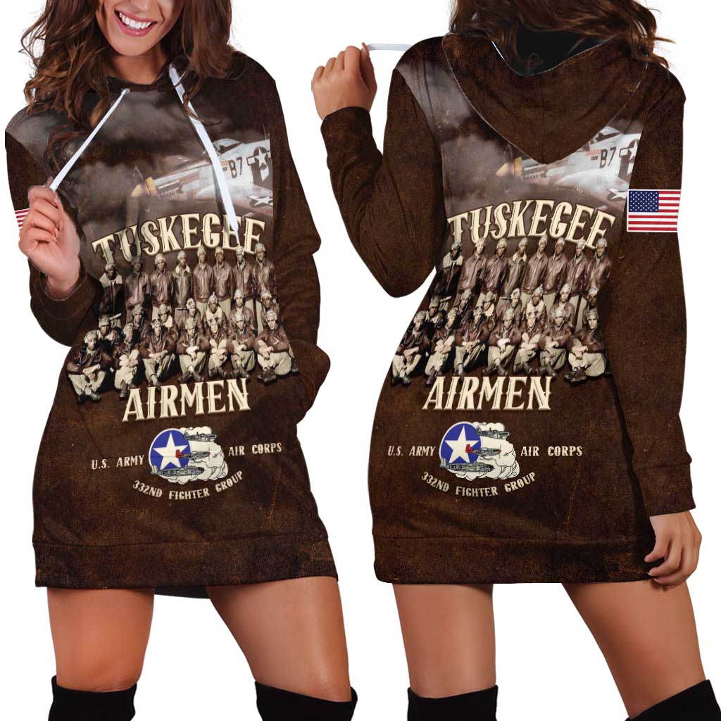 Remembering Tuskegee Airmen Hoodie Dress Heroes of the 332nd Squadron Retro Style - Wonder Print Shop