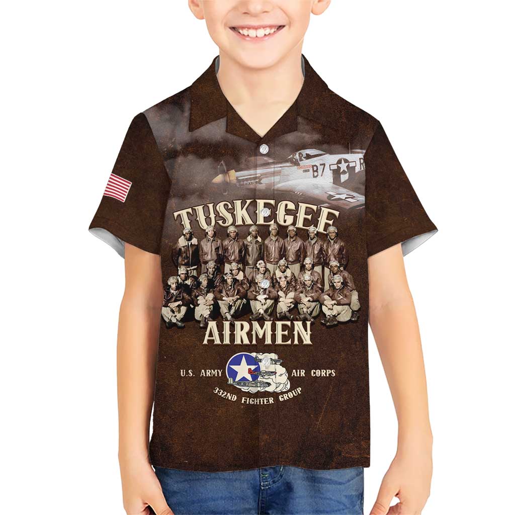 Remembering Tuskegee Airmen Kid Hawaiian Shirt Heroes of the 332nd Squadron Retro Style - Wonder Print Shop