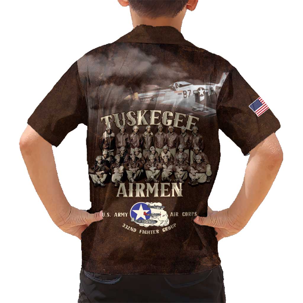 Remembering Tuskegee Airmen Kid Hawaiian Shirt Heroes of the 332nd Squadron Retro Style - Wonder Print Shop