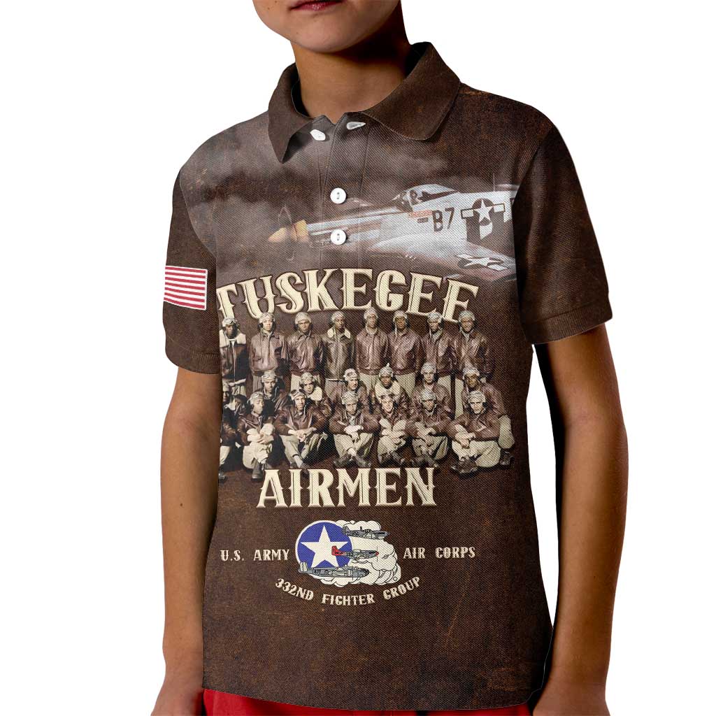 Remembering Tuskegee Airmen Kid Polo Shirt Heroes of the 332nd Squadron Retro Style - Wonder Print Shop