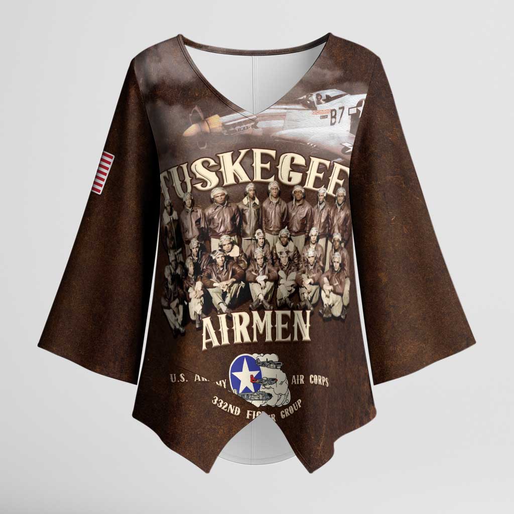 Remembering Tuskegee Airmen Kimono Sleeve Blouse Heroes of the 332nd Squadron Retro Style - Wonder Print Shop