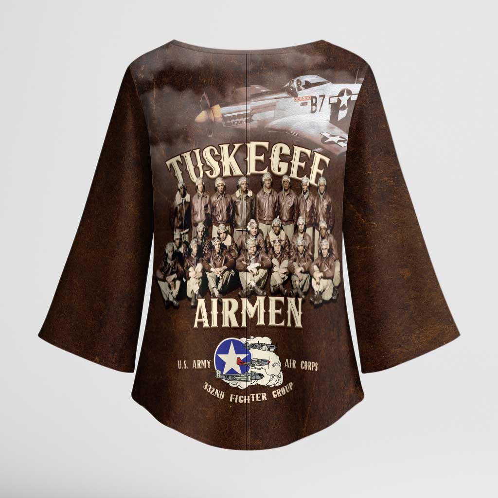Remembering Tuskegee Airmen Kimono Sleeve Blouse Heroes of the 332nd Squadron Retro Style - Wonder Print Shop