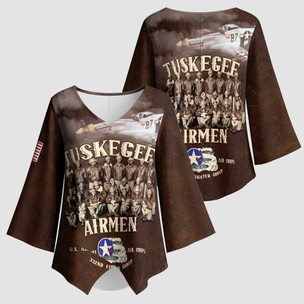Remembering Tuskegee Airmen Kimono Sleeve Blouse Heroes of the 332nd Squadron Retro Style - Wonder Print Shop
