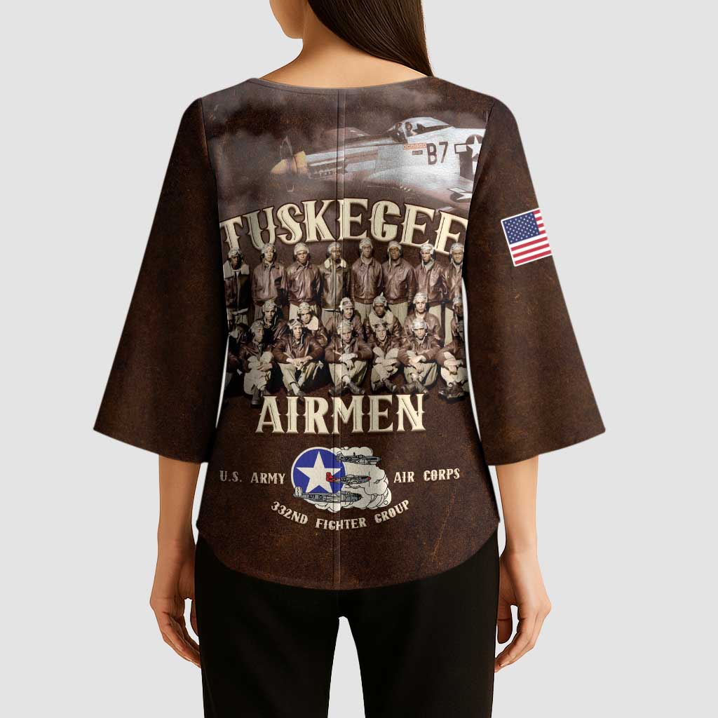 Remembering Tuskegee Airmen Kimono Sleeve Blouse Heroes of the 332nd Squadron Retro Style - Wonder Print Shop