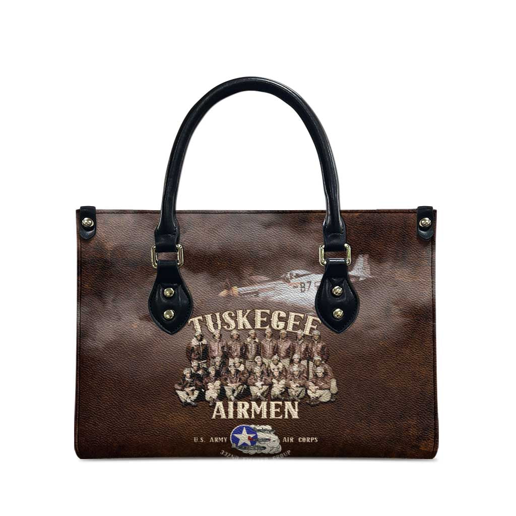 Remembering Tuskegee Airmen Leather Bag Heroes of the 332nd Squadron Retro Style - Wonder Print Shop