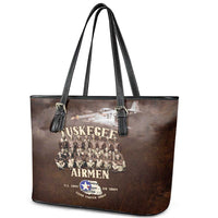 Remembering Tuskegee Airmen Leather Tote Bag Heroes of the 332nd Squadron Retro Style - Wonder Print Shop