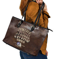 Remembering Tuskegee Airmen Leather Tote Bag Heroes of the 332nd Squadron Retro Style - Wonder Print Shop