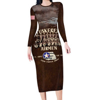Remembering Tuskegee Airmen Long Sleeve Bodycon Dress Heroes of the 332nd Squadron Retro Style - Wonder Print Shop