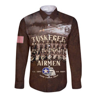 Remembering Tuskegee Airmen Long Sleeve Button Shirt Heroes of the 332nd Squadron Retro Style - Wonder Print Shop