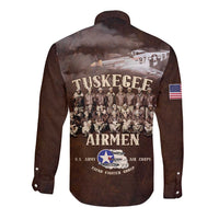 Remembering Tuskegee Airmen Long Sleeve Button Shirt Heroes of the 332nd Squadron Retro Style - Wonder Print Shop
