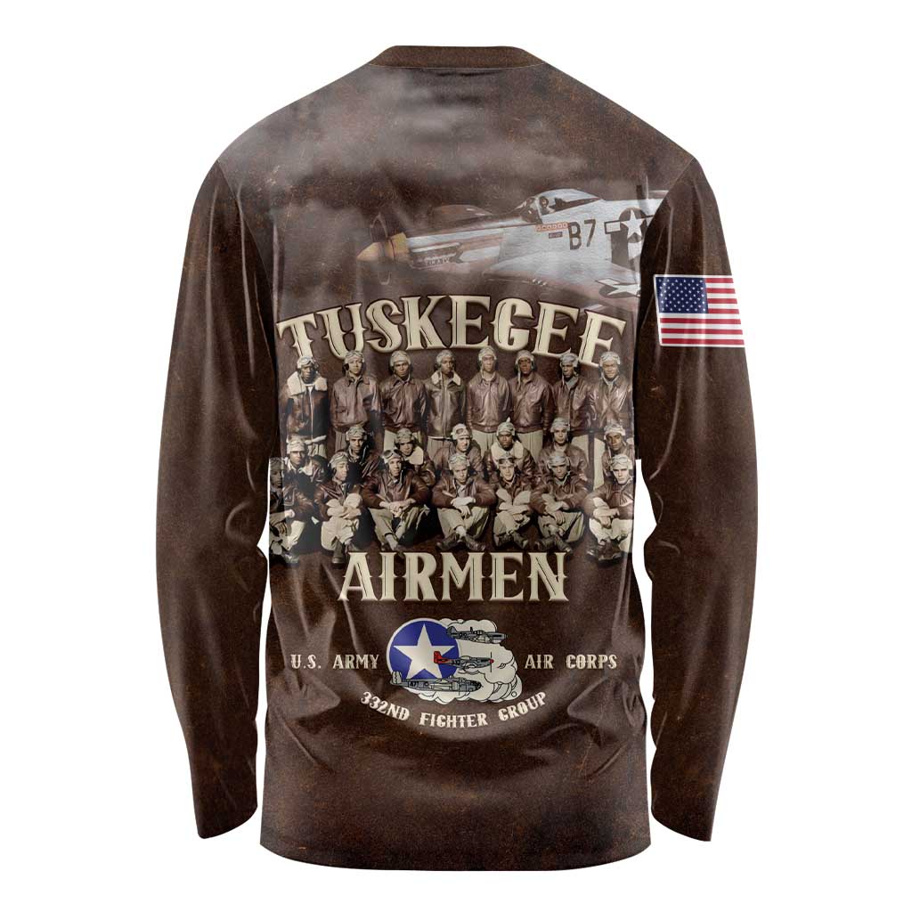 Remembering Tuskegee Airmen Long Sleeve Shirt Heroes of the 332nd Squadron Retro Style - Wonder Print Shop