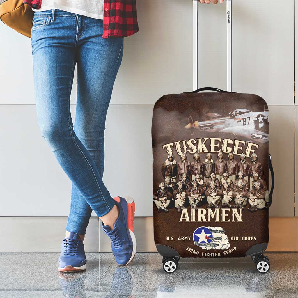 Remembering Tuskegee Airmen Luggage Cover Heroes of the 332nd Squadron Retro Style - Wonder Print Shop