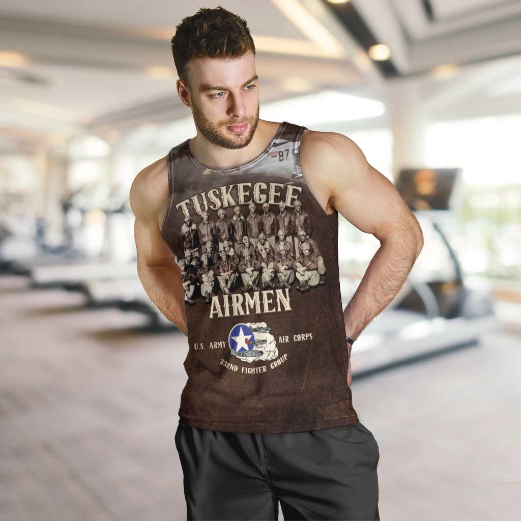 Remembering Tuskegee Airmen Men Tank Top Heroes of the 332nd Squadron Retro Style - Wonder Print Shop