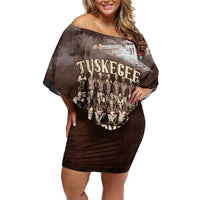Remembering Tuskegee Airmen Off Shoulder Short Dress Heroes of the 332nd Squadron Retro Style - Wonder Print Shop