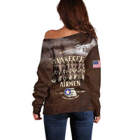 Remembering Tuskegee Airmen Off Shoulder Sweater Heroes of the 332nd Squadron Retro Style - Wonder Print Shop