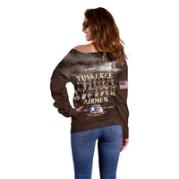 Remembering Tuskegee Airmen Off Shoulder Sweater Heroes of the 332nd Squadron Retro Style - Wonder Print Shop