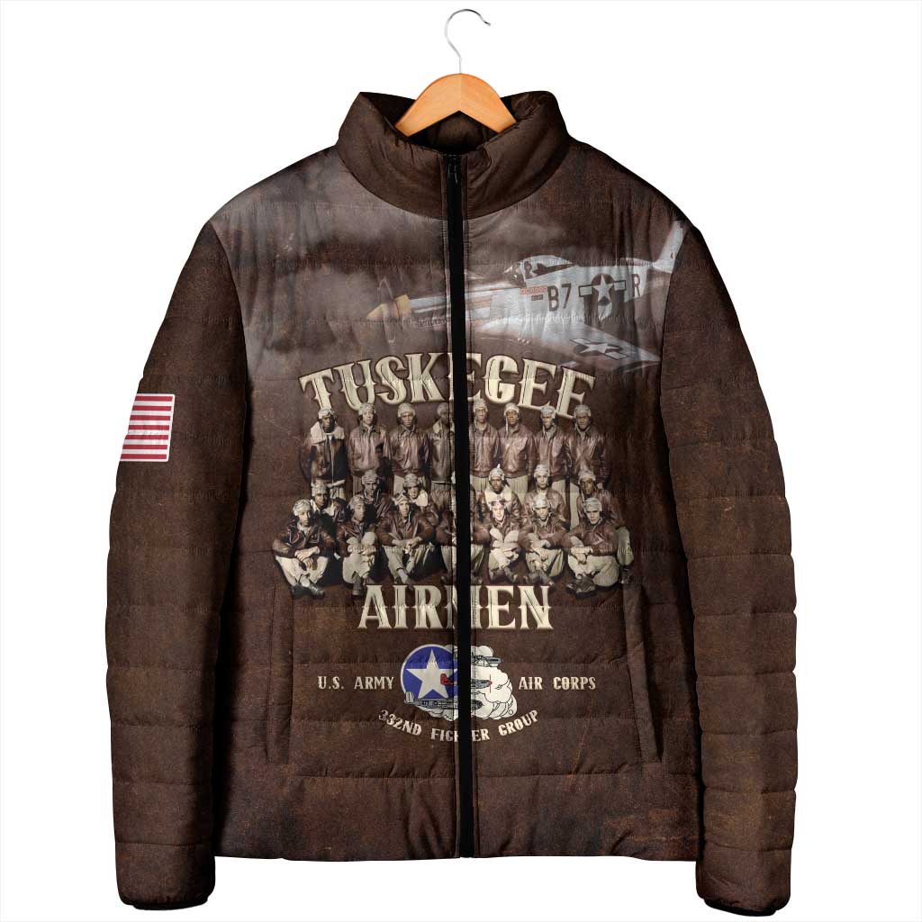Remembering Tuskegee Airmen Padded Jacket Heroes of the 332nd Squadron Retro Style - Wonder Print Shop