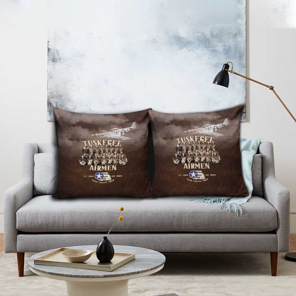 Remembering Tuskegee Airmen Pillow Cover Heroes of the 332nd Squadron Retro Style - Wonder Print Shop